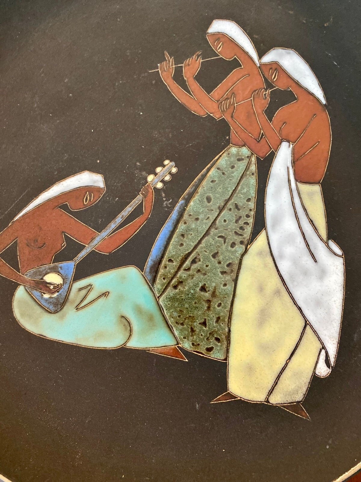 Wall Plate Keto Ruscha Ceramics 3 Female Musicians 1950ies