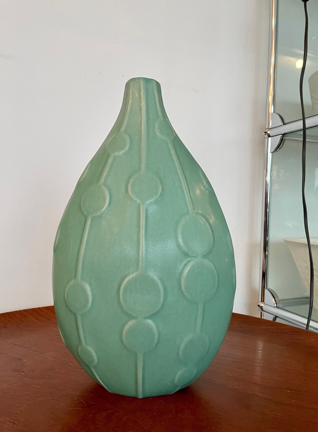 Jonathan Adler Vase Abacus Green Stoneware, Relief Collection Etsy