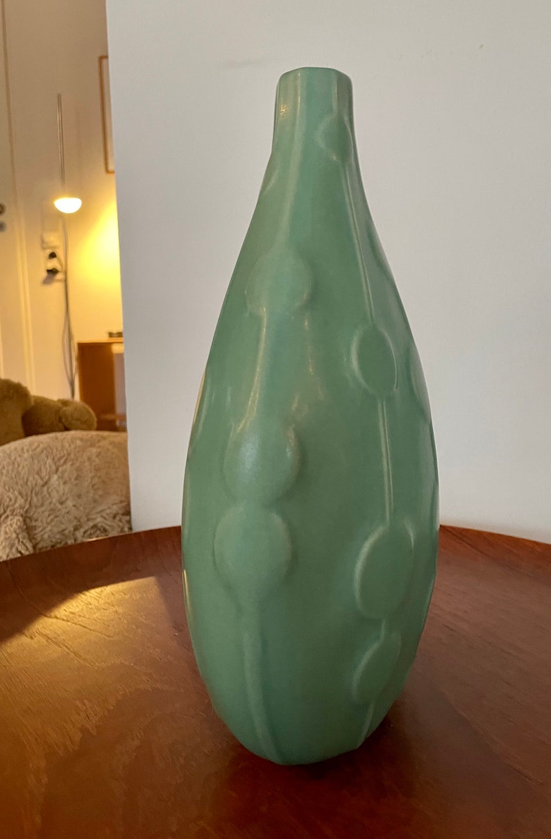 Jonathan Adler Vase Abacus Green Stoneware, Relief Collection Etsy