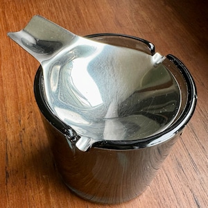 ASHTRAY tourmaline glass and stainless steel - WMF / Prof. Wilhelm Wagenfeld - Vintage - Great condition! With label!