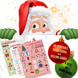 30 Christmas Printable Bingo Cards | Printable Bingo Cards with Calling Sheet | Holiday Season Bingo PDF