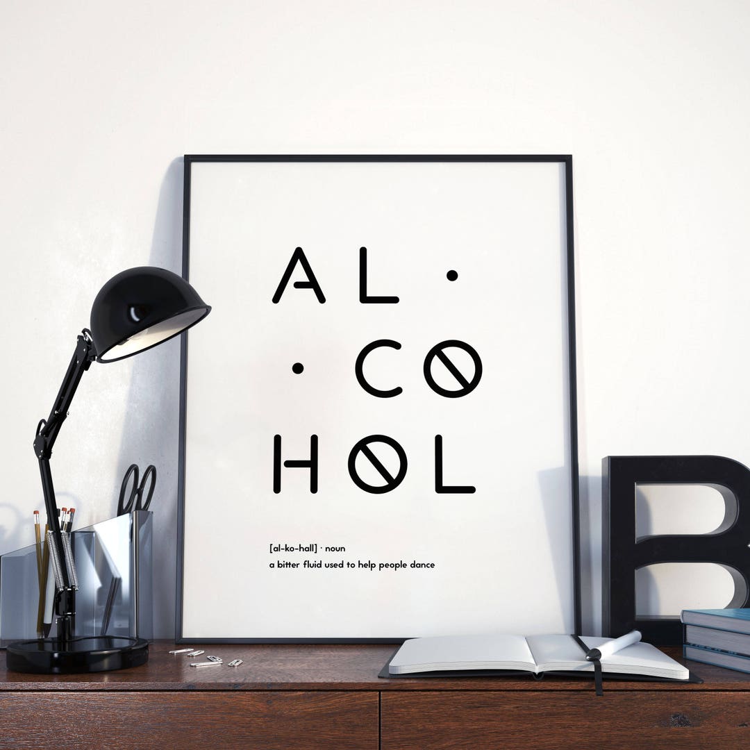 Alcohol Definition Print Minimal Design Wall Art Pegboard Design