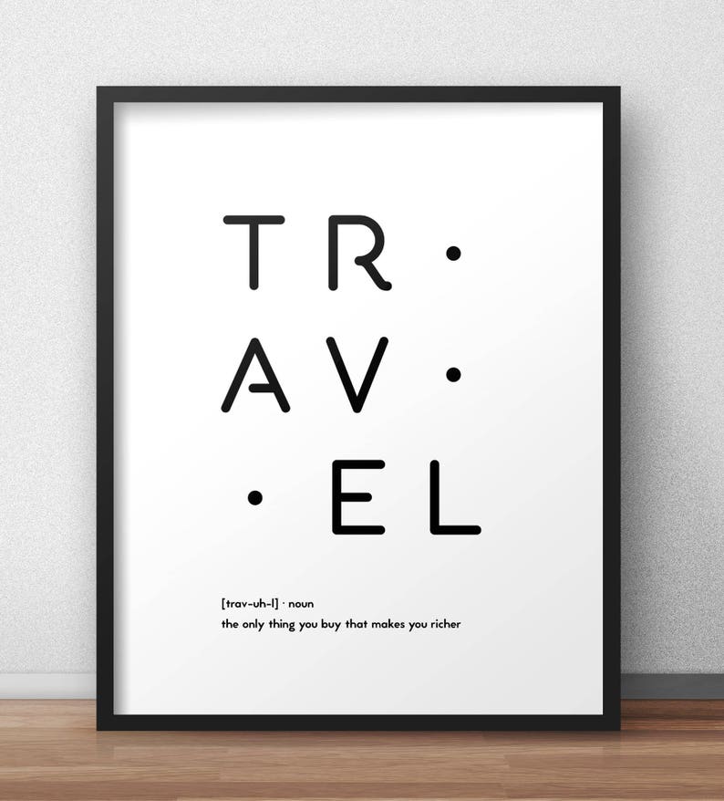 Travel Definition Print Minimal Design Wall Art Pegboard Design Avid