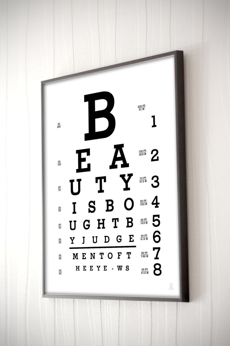snellen eye chart print lettering typography custom eye