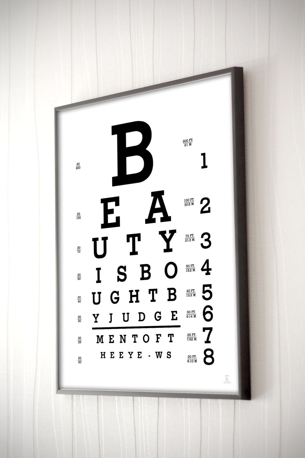 snellen eye chart print lettering typography custom eye chart etsy