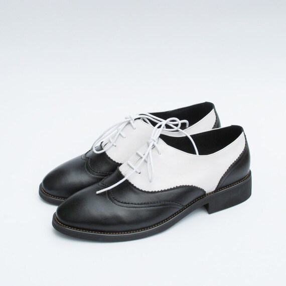 black white oxford shoes