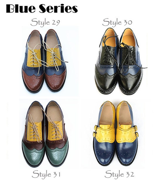 Blue Series Wedding Groomsmen| Leather Handmade Oxfords Brogues Vintage-inspired Gifts Shoes Wingtips Bridesmaids
