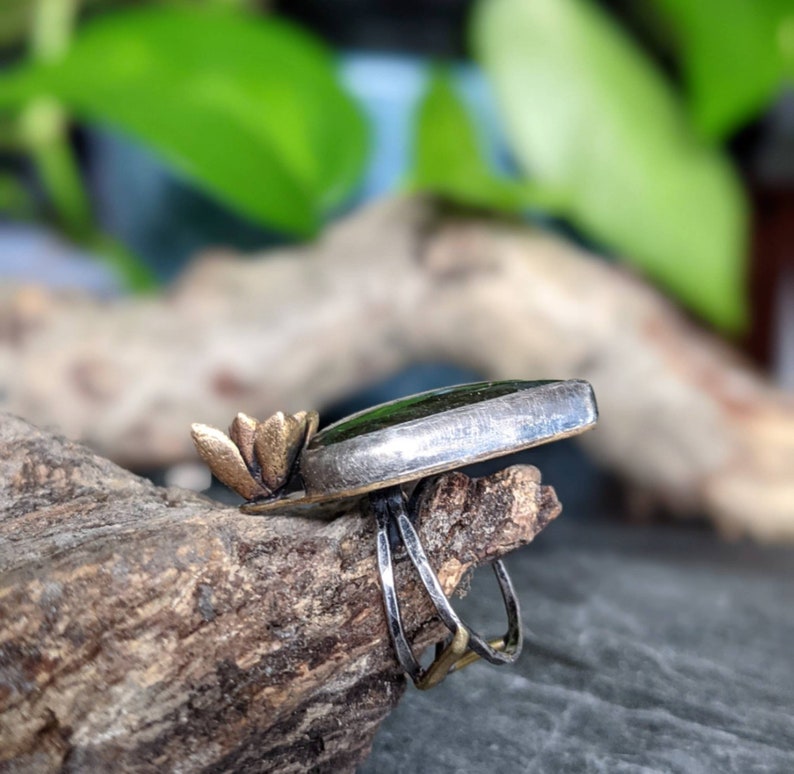 blue flash labradorite cast succulent adjustable statement ring Sterling silver