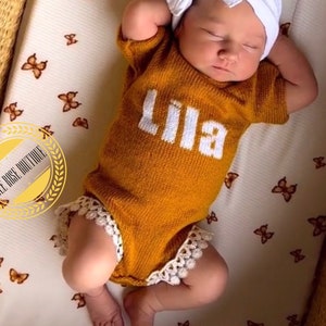 baby name sweater for girl | embroidered baby girl clothes | take home outfit • Baby girl romper | Monogrammed | Knitted baby clothes