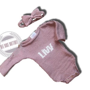 Baby girl name sweater| Embroidered| Girl coming home outfit |Baby girl romper| Monogrammed |Knitted baby clothes |personalized preemie girl