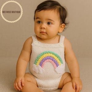 Rainbow baby outfit | baby girl coming home outfit | Knitted baby clothes | Rainbow baby shower gift| baby girl clothes| knit baby romper