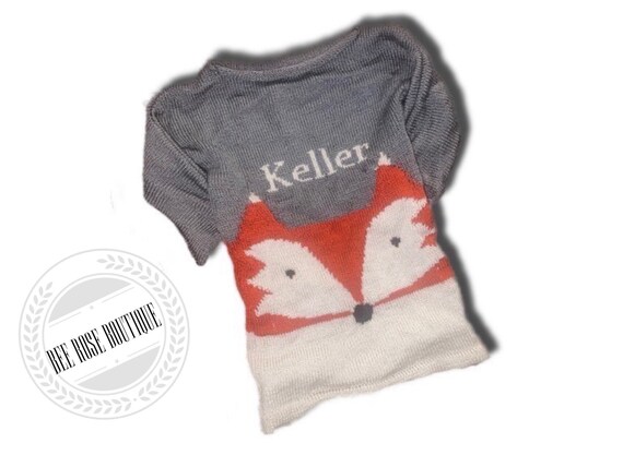 Custom Fox Baby Name Sweater| Knitted Baby Clothes| Custom Knit