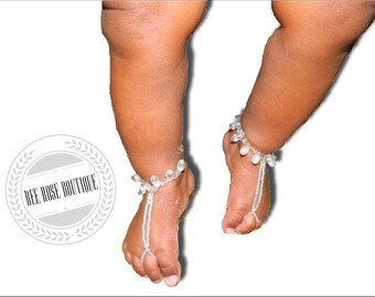 Baby feet jewelry| Baby foot jewelry| Baby barefoot sandals| baby girl photo prop| baby girl baptism| christening| baby shower gift