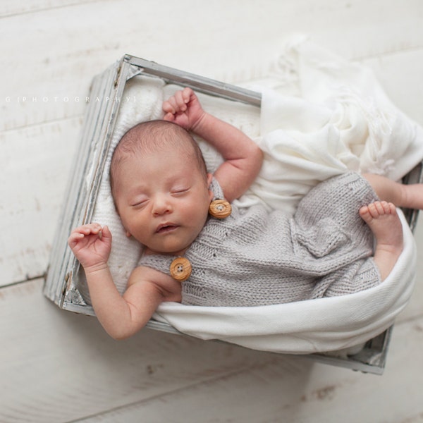 Preemie boy clothes| Newborn photo outfit | baby boy clothes| Hand Knit Baby romper| Knitted baby clothes | Knit overalls | take home outfit
