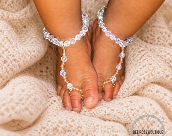 Baby feet jewelry| Baby foot jewelry| Baby barefoot sandals| baby girl photo prop| baby girl baptism| baby girl coming home|