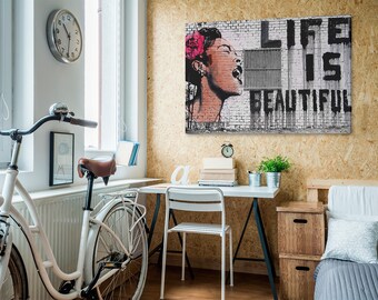 Peinture sur toile - Banksy Life is Beautiful