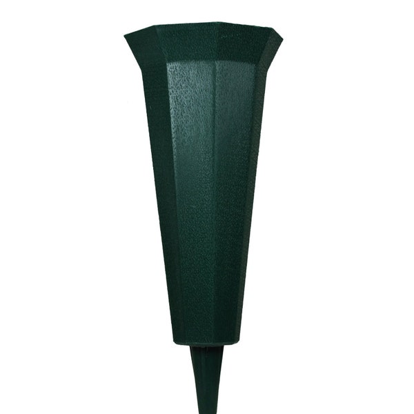 Green Plastic Vase With a Spike for Cemetery Flower Arrangements - Cemetery Flower Vase (VA1435)