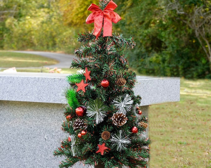 30 Inch Tall Artificial Christmas Tree for Cemetery Vase , Christmas