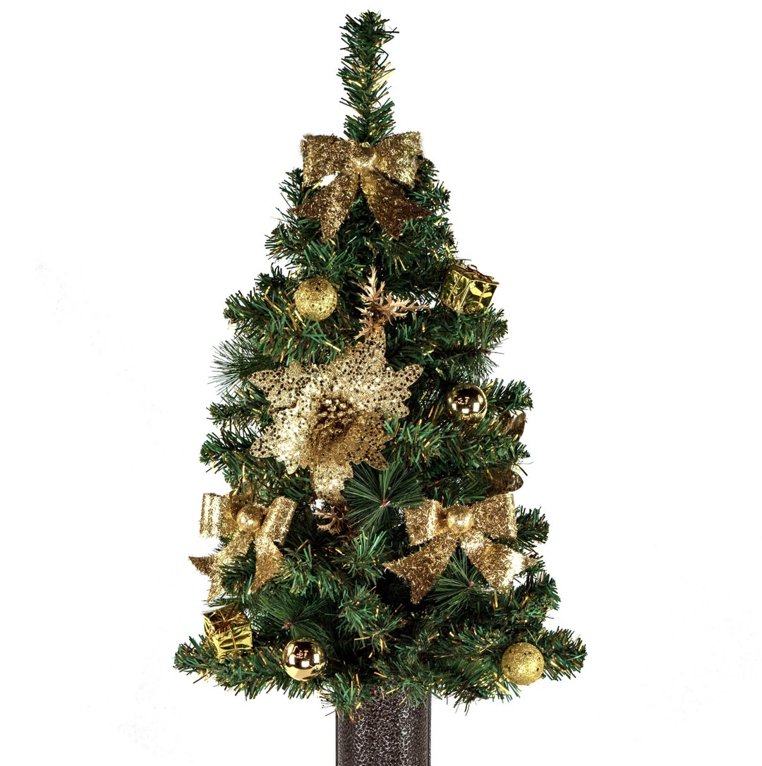30 Inch Artificial Christmas Tree for Cemetery Vase Christmas Tree With Gold Bows and