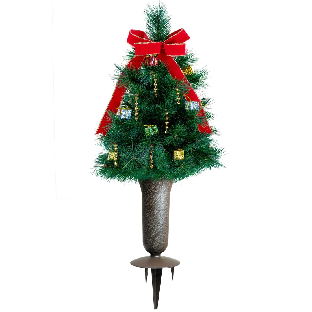 Artificial Decorated Christmas Tree for Cemeteries With Vase Included