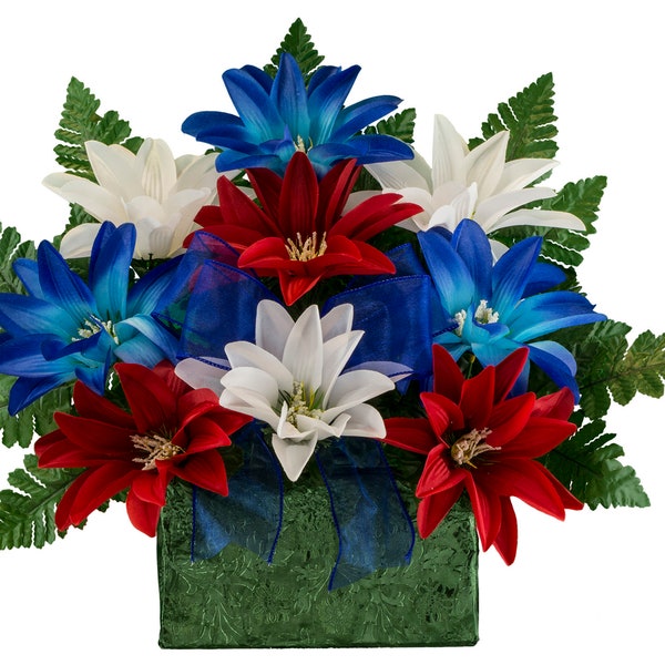 Red White and Blue Silk Flowers Etsy