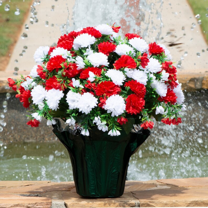 Artificial Garden Mum Plant in Green Flower Pot Christmas Etsy