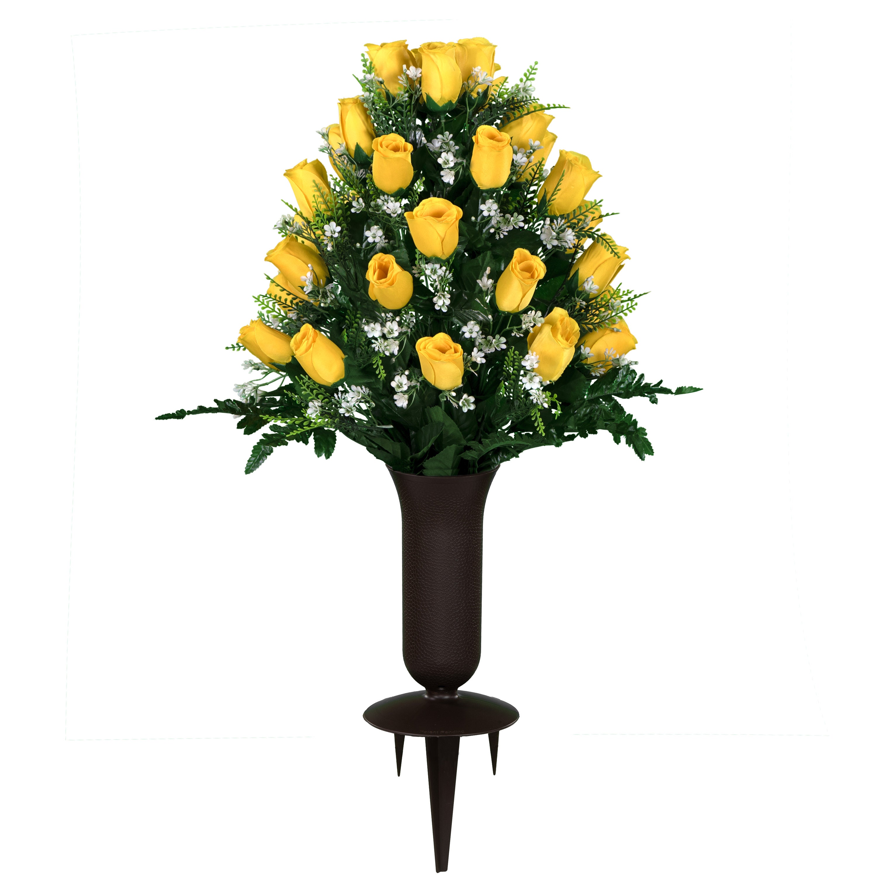 MACTING Artificial Flowers 60pcs Real Looking Gold Yellow Foam Fake Roses  with Stems for DIY Wedding Bouquets Baby Shower Centerpieces Party Tables