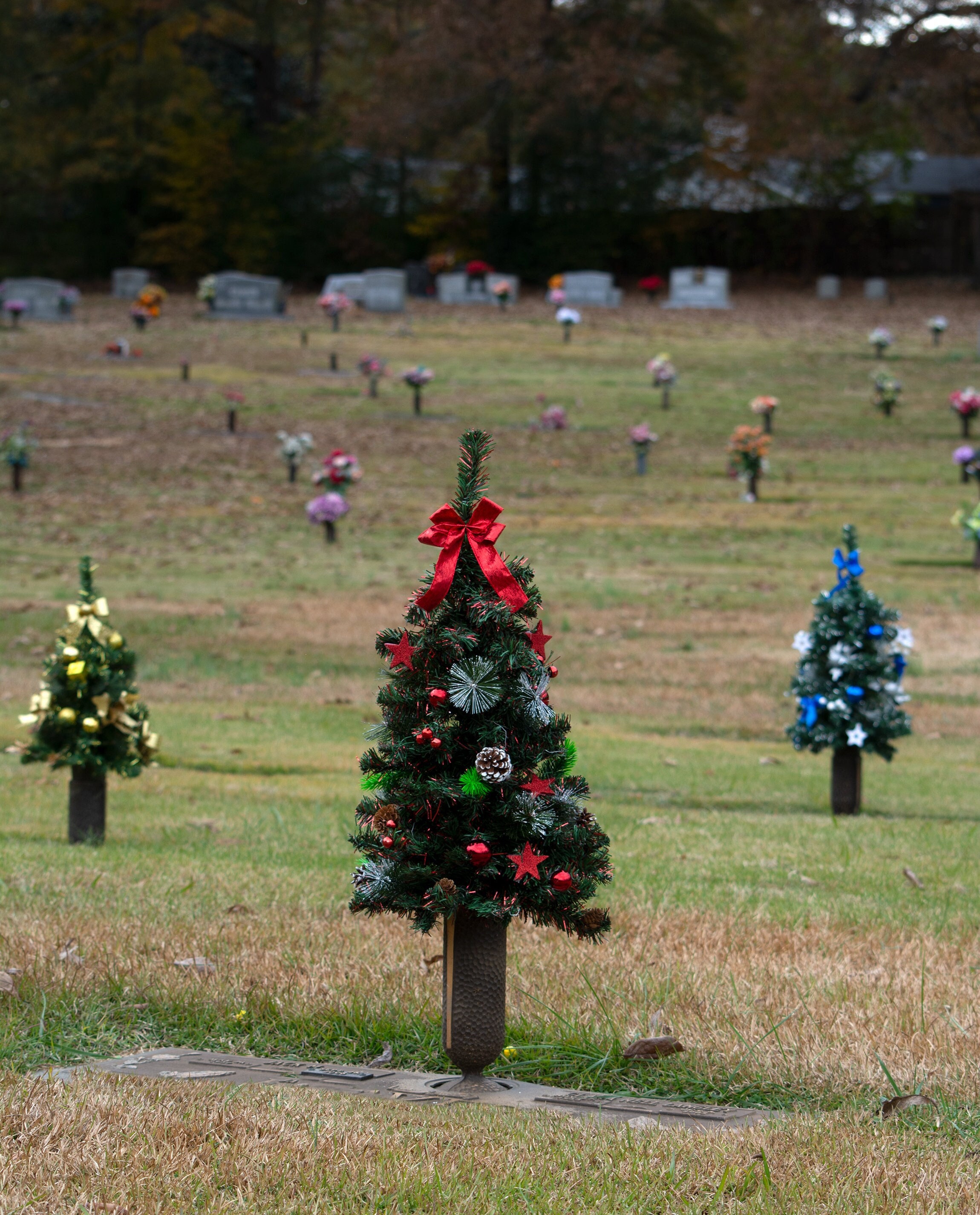 24 Inch Tall Artificial Christmas Tree for Cemetery Vase Etsy