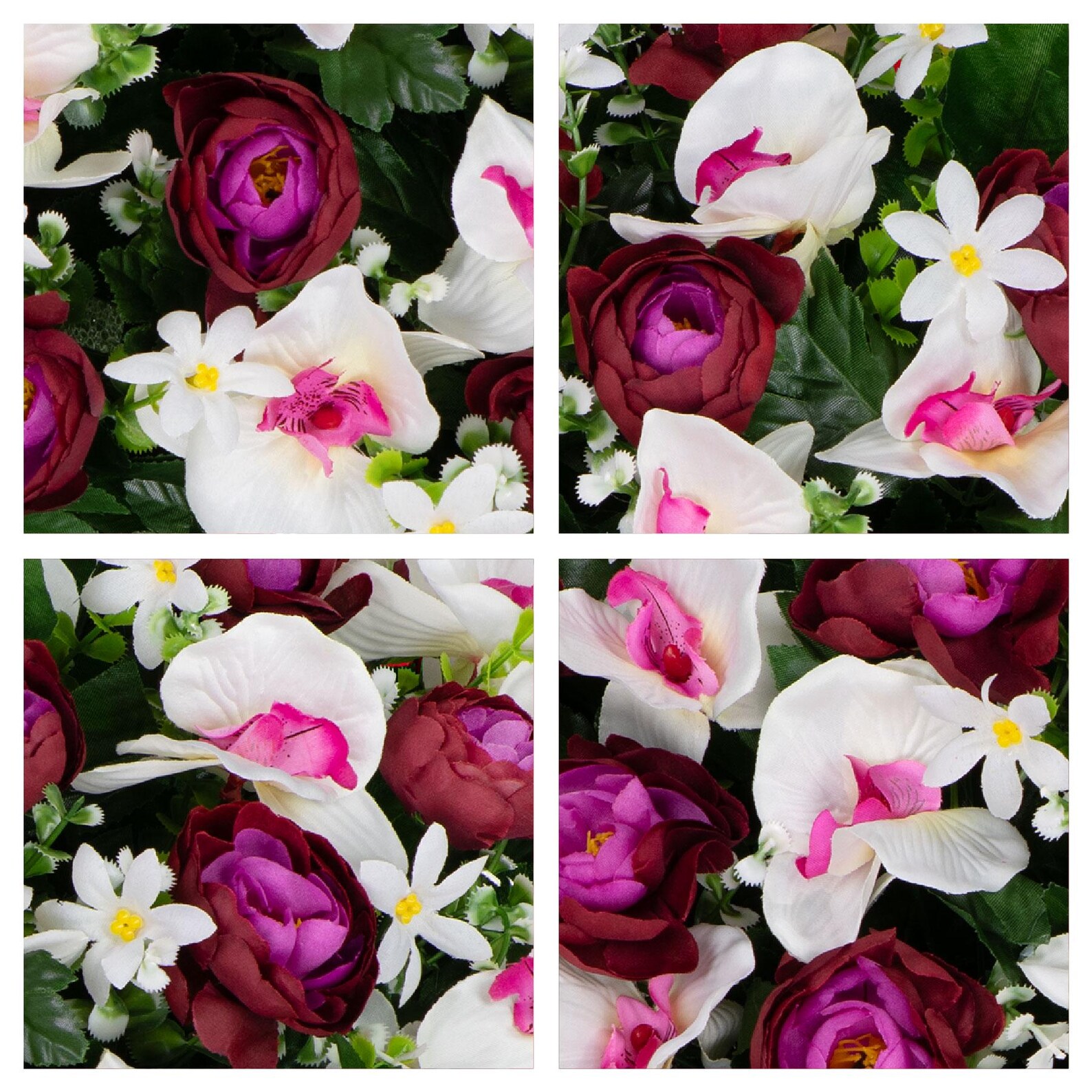 Cabbage Roses & White Orchids Cemetery Saddle - Artificial Flower ...