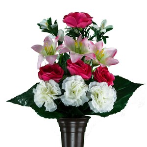 Pink and White Mausoleum Cemetery Arrangement for Vase - Cemetery Flowers for Mausoleum Vase - Mother Day Cemetery Flowers
