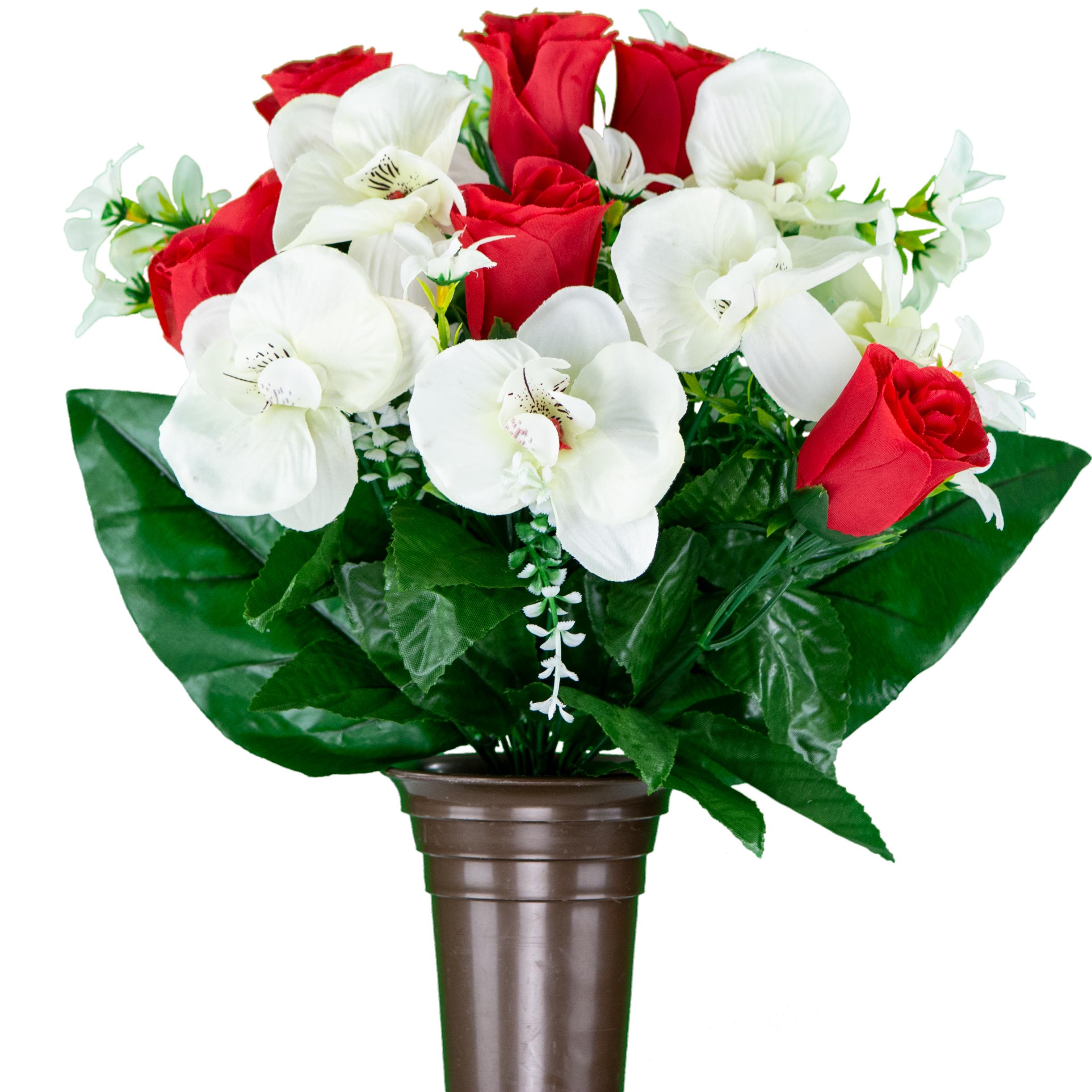 30 Beautiful Christmas Flower Arrangements for a Blooming Holiday: Festive Floral Ideas to Brighten Your Home 14 Red and White Mausoleum Cemetery Arrangement for Vase - Red Roses…