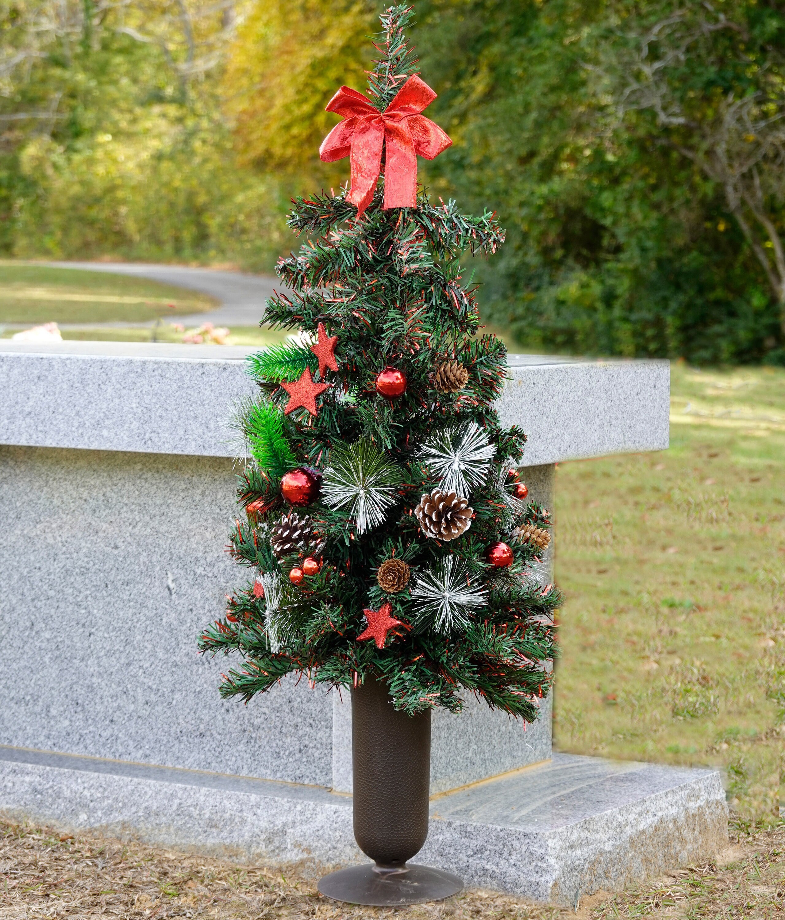 30 Inch Tall Artificial Christmas Tree for Cemetery Vase