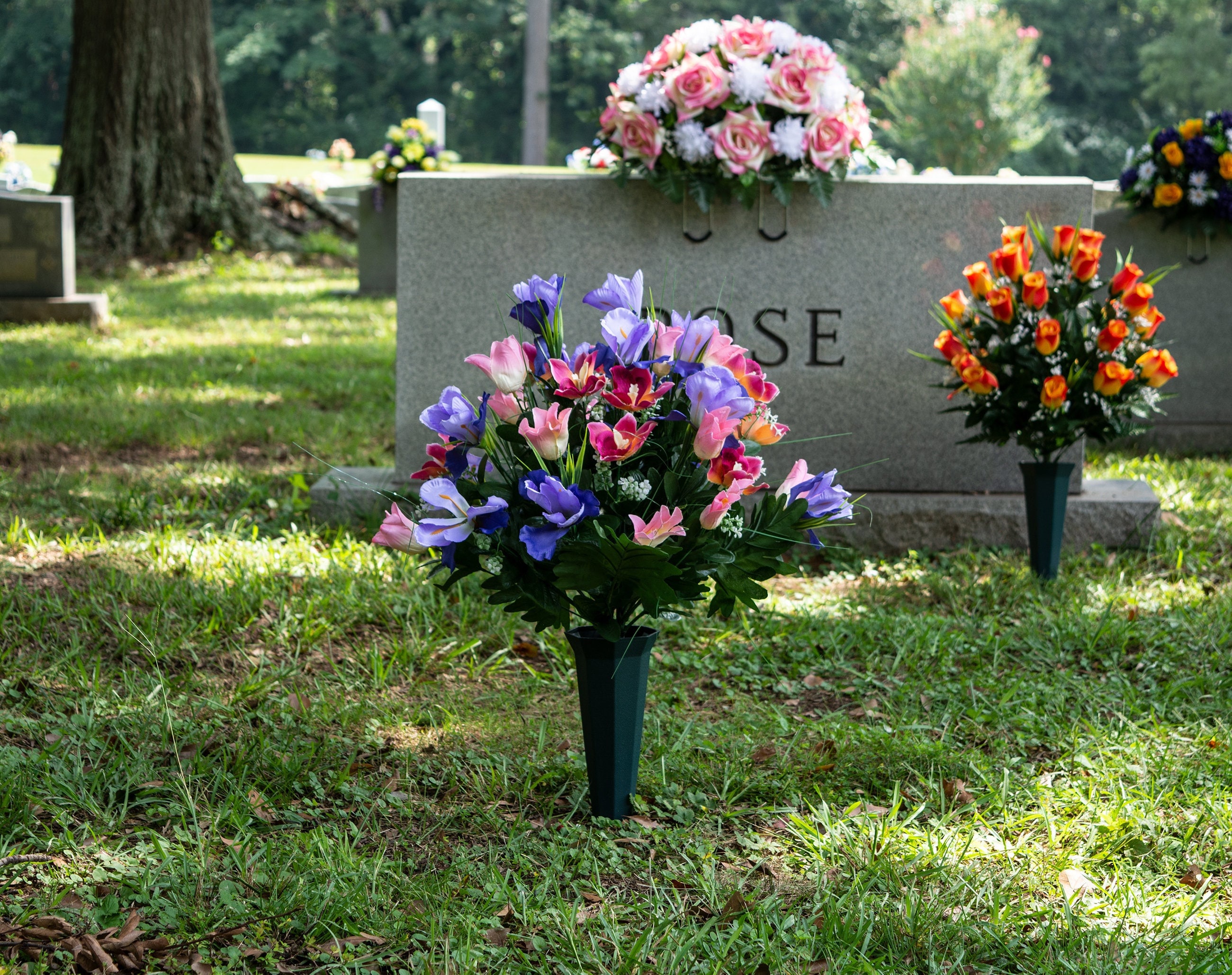 Pink Tulips and Purple Iris Cemetery Flowers for Cemetery - Etsy