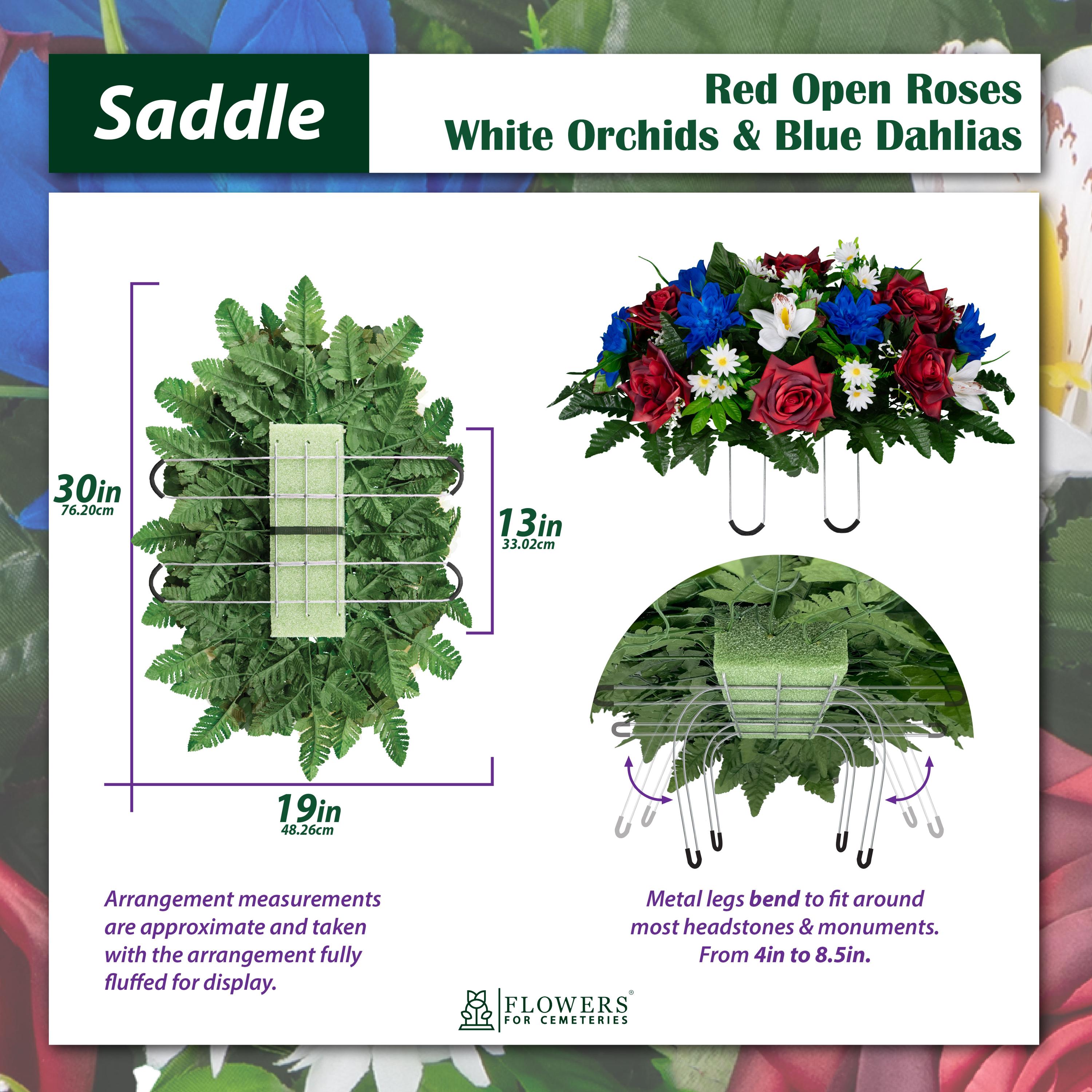 Red White and Blue Artificial Cemetery Saddle for Headstone - Patriotic ...