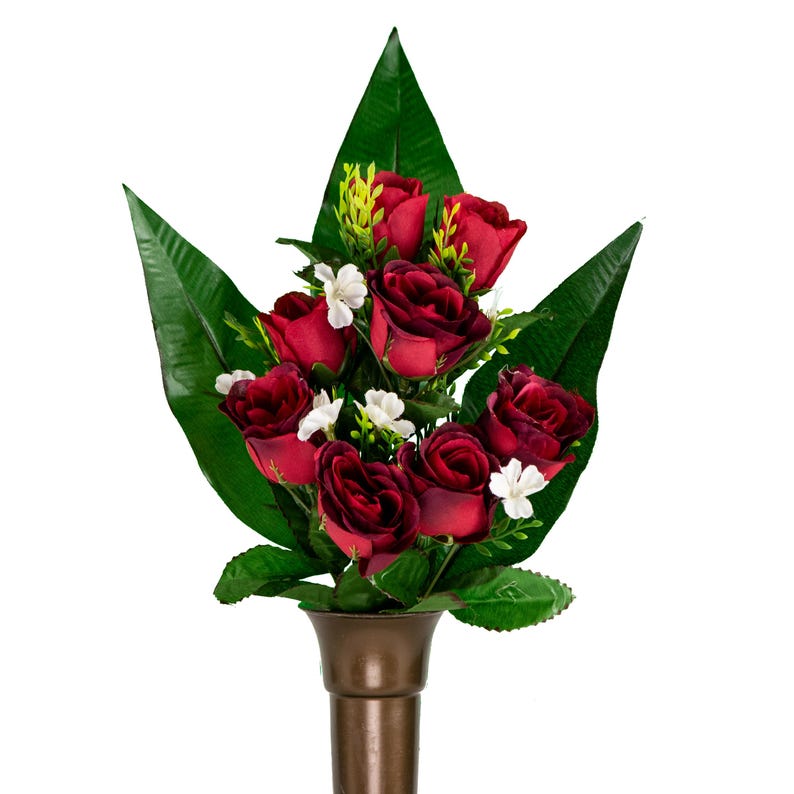 Red Roses Arrangement for Niche Cemetery Vase - Etsy