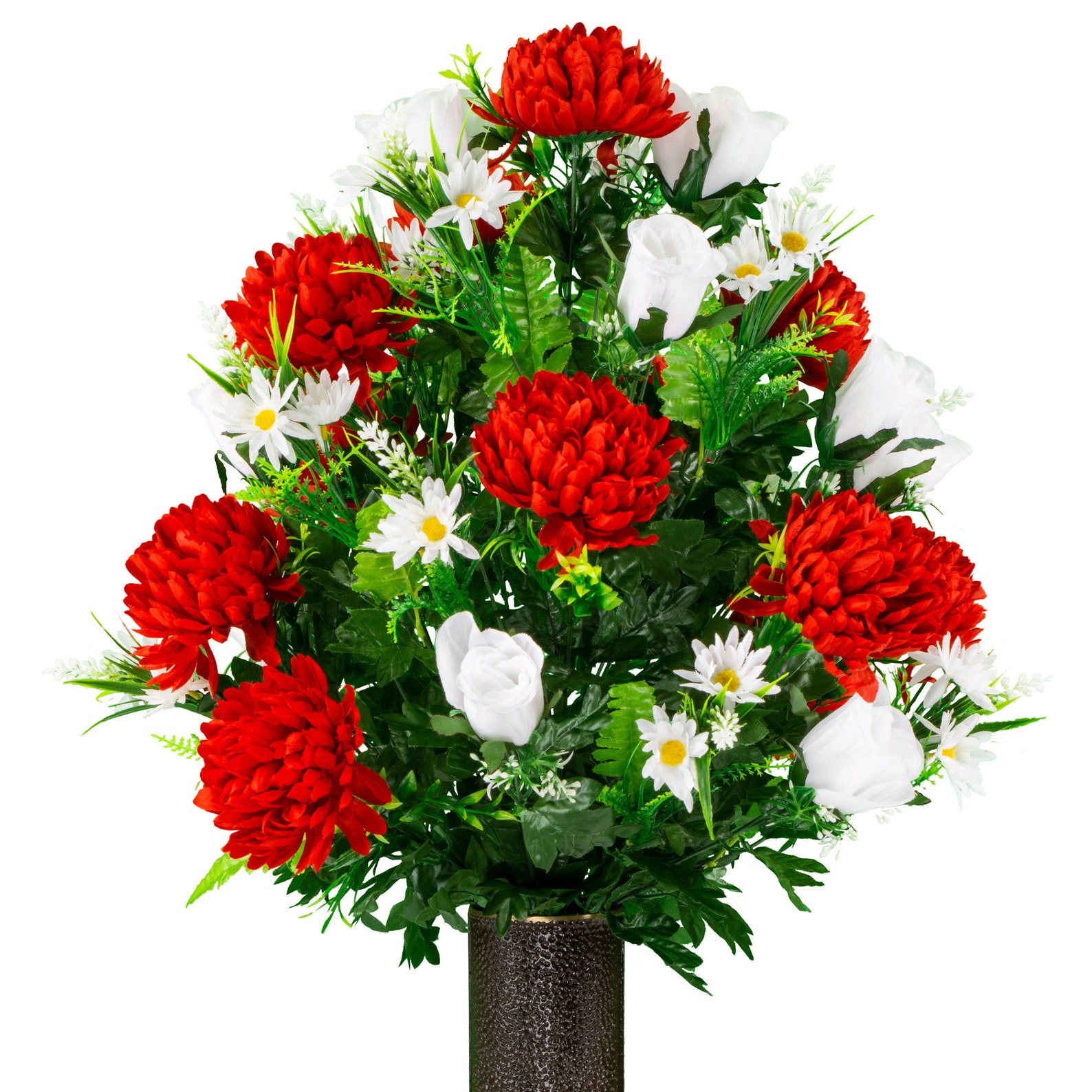 Red Mums and White Roses Sympathy Artificial Flowers for Etsy