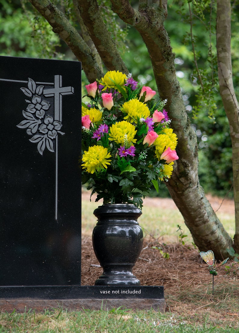 Lime Mum and Pink Rose Cemetery Flower for Vase Mothers Day Etsy