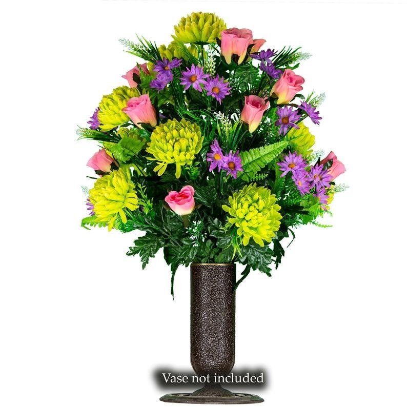 Lime Mum and Pink Rose Cemetery Flower for Vase Mothers Day Etsy