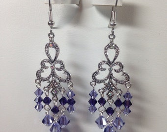 Tanzanite Purple Swarovski Crystal Chandelier Earrings, Chandelier Earrings, Swarovski Crystal Earrings, Dangle Earrings