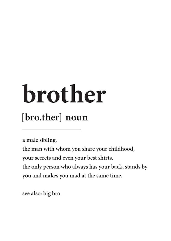 INSTANT DIGITAL DOWNLOAD Brother Dictionary Custom Digital Download Brother  Definition Poster Brother Gift custom Brother Poster -  UK