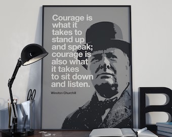 Winston Churchill inspirational quote. A4, A3 custom size available. Modern Art quote. INSTANT DOWNLOAD.