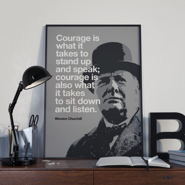 Winston Churchill inspirational quote. A4, A3 custom size available. Modern Art quote. INSTANT DOWNLOAD.