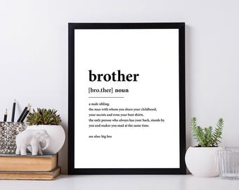 INSTANT DIGITAL DOWNLOAD - Brother Dictionary Custom digital download - Brother Definition Poster - Brother Gift -Custom Brother Poster
