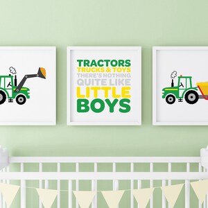 Tractor Nursery - INSTANT DOWNLOAD - Boys Room Decor - Boys Nursery Art - Set of 3. Customisable to suit you