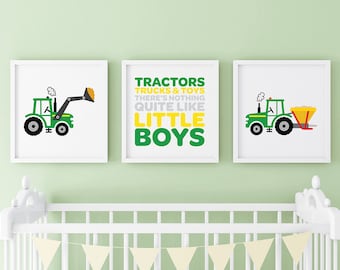 Tractor Nursery - INSTANT DOWNLOAD - Boys Room Decor - Boys Nursery Art - Set of 3. Customisable to suit you