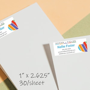 Rodan and Fields Address Labels Printed Stickers 1 x 2.625 30 per page image 1