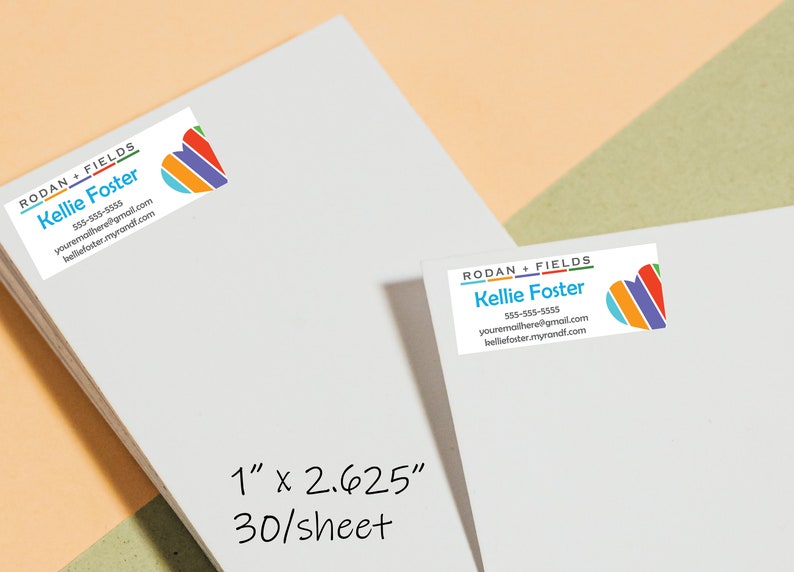 Rodan and Fields Address Labels Printed Stickers 1 x 2.625 30 per page image 1