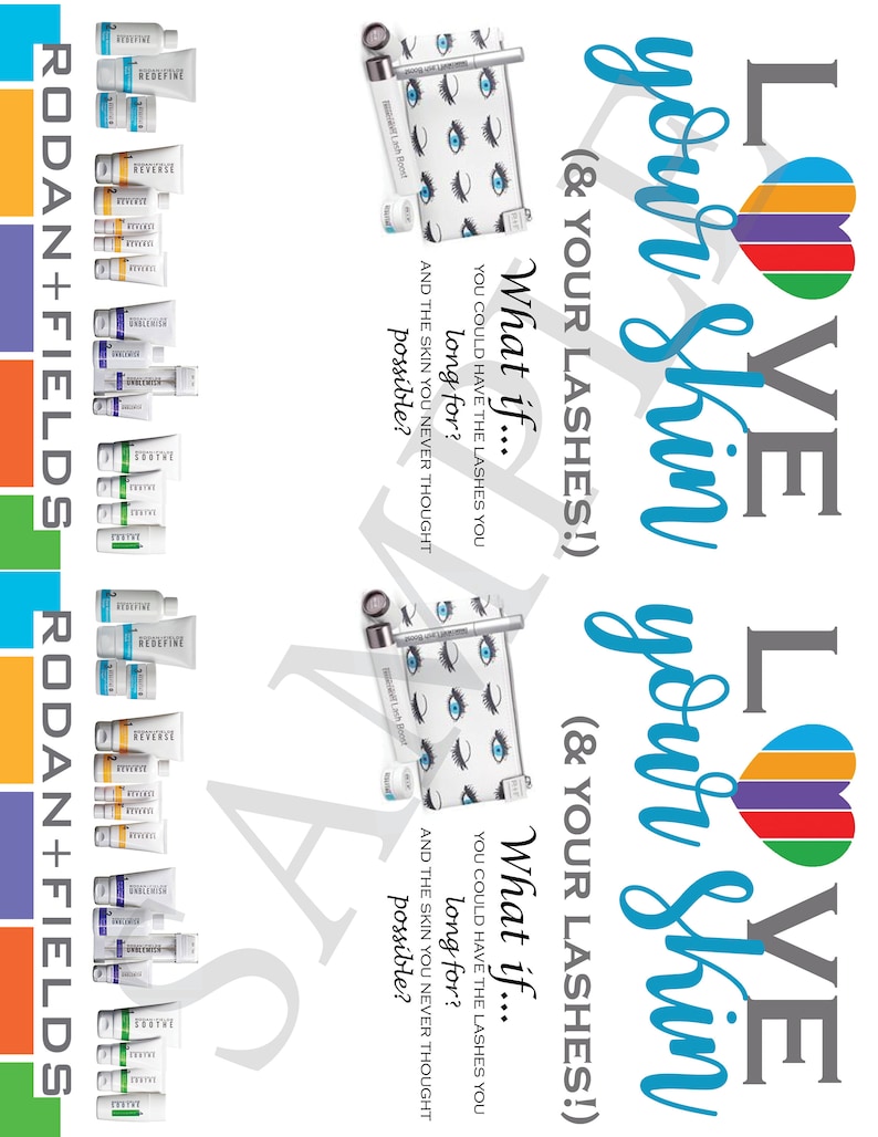 Rodan and Fields Handout Rodan Fields Marketing Flyer Lashboost R F Ad Skin Care Business Regimens INSTANT DOWNLOAD