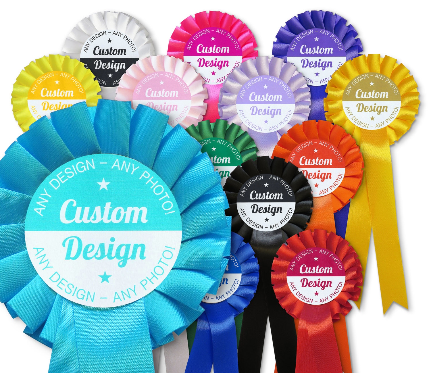 Personalised Star rosette for any event Any colour/Any wording 