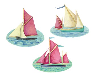 Vinyl sticker pack, 3 boats; topsail smack, deep sea smack and crabber